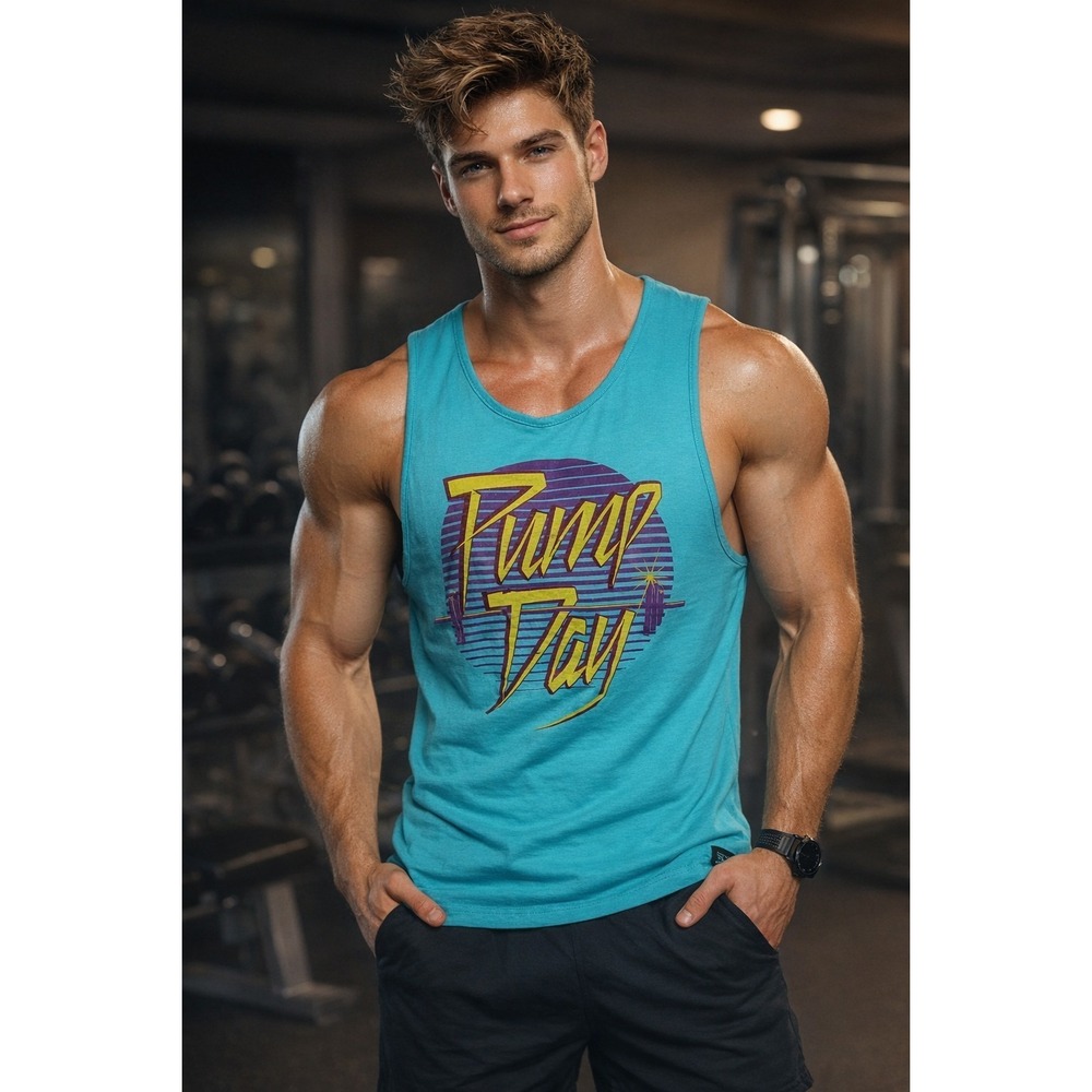 Grunt Style Turquoise Blue Pump Day Tank Top T-shirt Men's XL Retro Style Logo